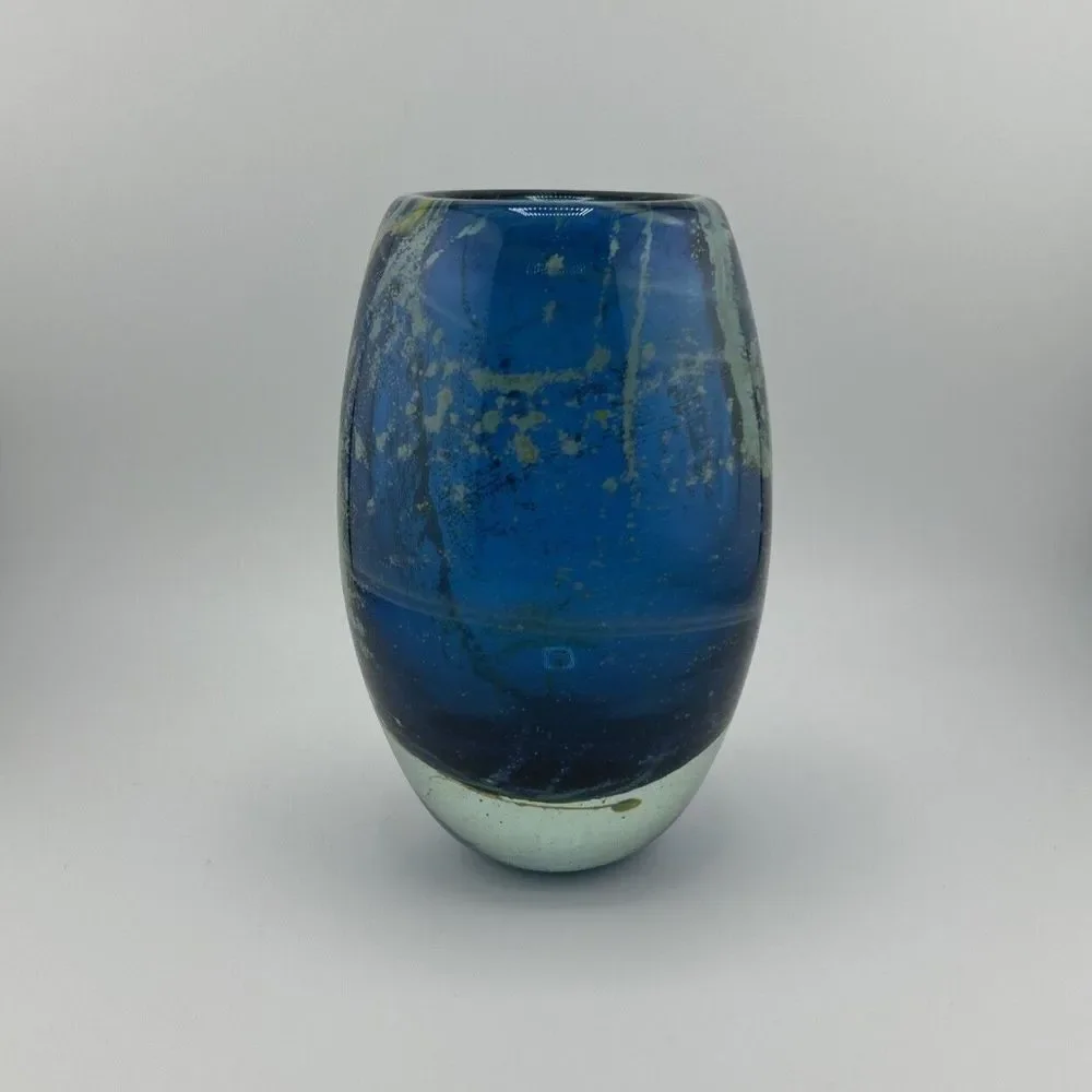 Beautiful MDINA Blue/Green/Yellow‎ Glass Vase - ~6.5 Inches Tall